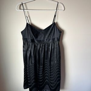 BCBGMaxAzria Elegant Black Silk and Chiffon Spaghetti Strap Dress